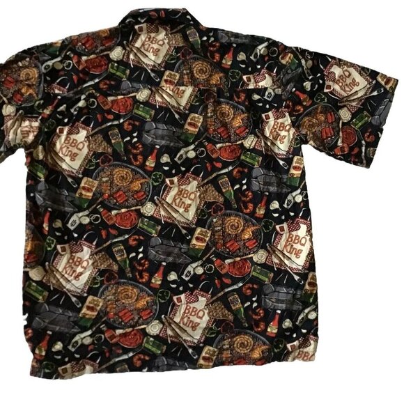 BBQ Kings Dreamwear Short-Sleeve Button-Up Shirt XXL By Dem Crazy 100% Cotton Gr - Picture 3 of 16